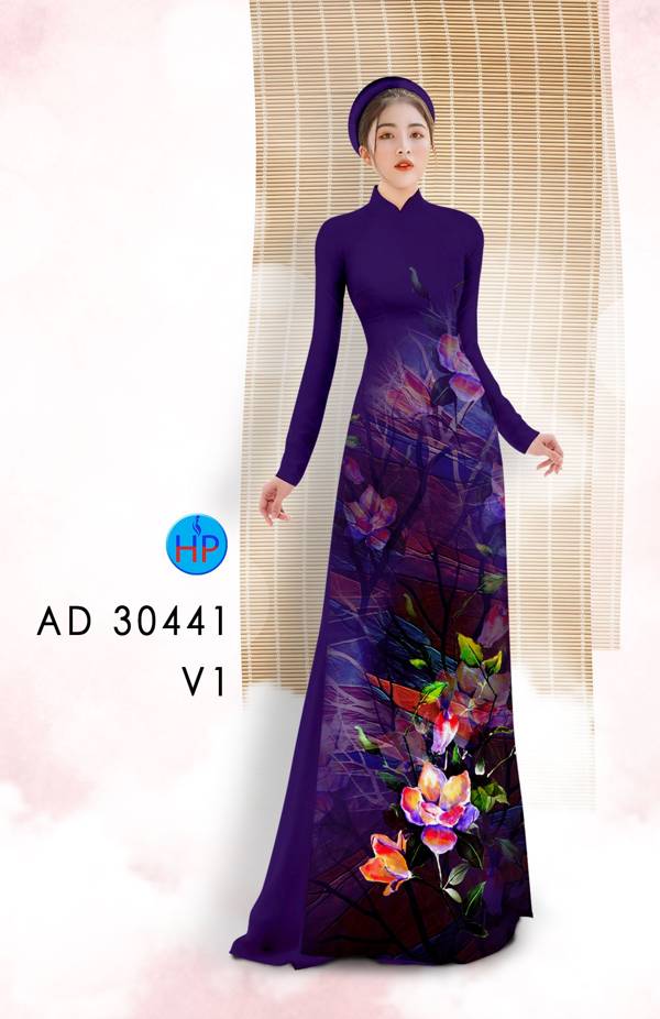 Vải Áo Dài Hoa In 3D AD 30441 3
